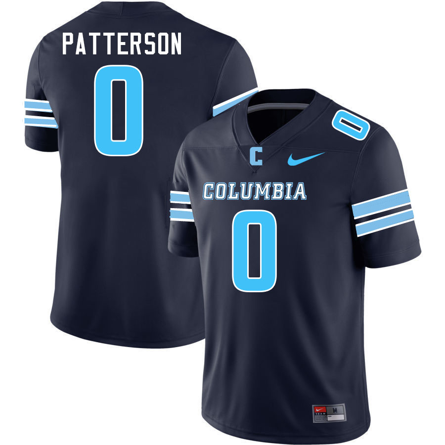 Columbia Lions #0 Keller Patterson College Football Jerseys,Uniforms Stitched-Navy